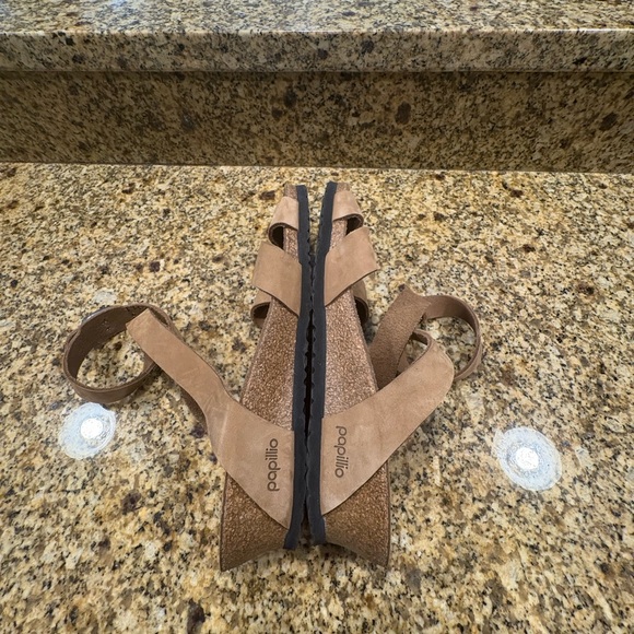Birkenstock Papillio Sand Tan Leather Lola Sandals Wedge Heels 41 US 10-10.5 N - Picture 6 of 12